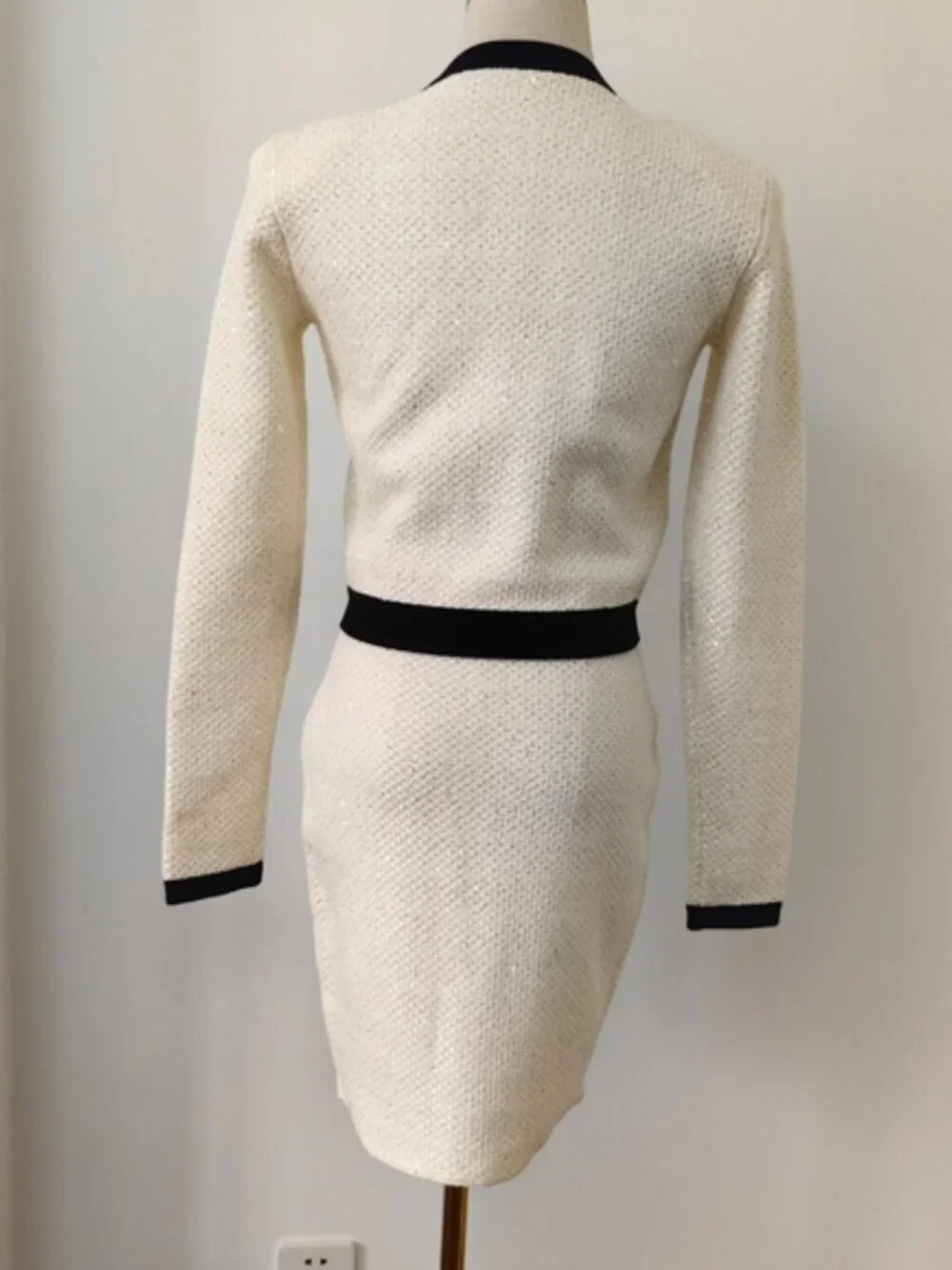 Self-portrait Sequined cotton blend bow cardigan With matching Mini Skirt - Picture 9 of 16